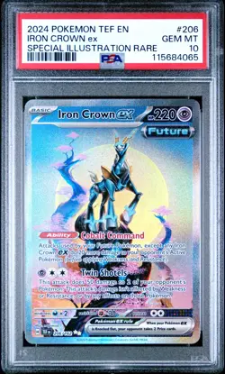 2024 POKEMON TEMPORAL FORCES 206 IRON CROWN EX SPECIAL ILLUSTRATION RARE PSA 10 - Image 1
