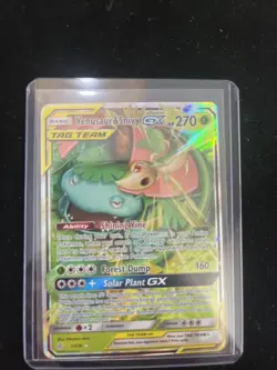 Venusaur & Snivy GX 1/236 Tag Team Sm-Cosmic Eclipse Holo Pokemon Near Mint - Image 1