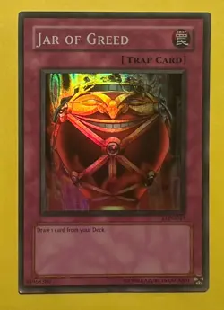 Vintage Yugioh Super Rare Holofoil Card Jar Of Greed LON-047 - Image 2