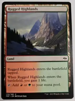 MTG Magic The Gathering Card Rugged Highlands Land Fate Reforged 2015 - Image 1