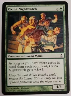 MTG Magic The Gathering Card Okina Nightwatch Creature Human Monk Green - Image 1