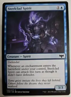 MTG Magic The Gathering Card Steelclad Spirit Creature Spirit Blue VOW 2021 - Image 1