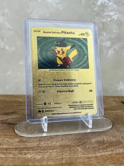 Special Delivery Pikachu Gold Foil Pokemon Promo Card SWSH074 - Stunning! - Image 1