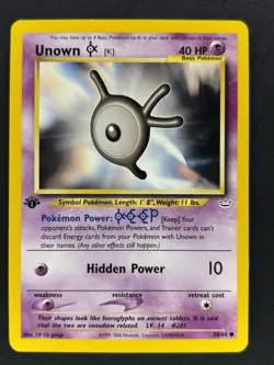 Unown [K] 1st Edition 58/64 - Neo Revelation Non-Holo WOTC Pokemon Card - LP/NM - Image 1