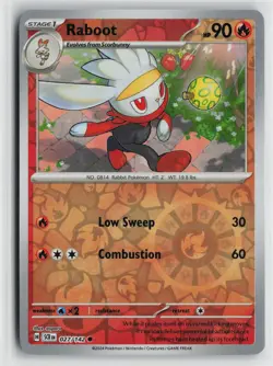 Pokemon Raboot - 027/142 SV07: Stellar Crown Common card NM - Image 1