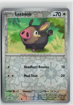 Pokemon Lechonk - 182/197 SV03: Obsidian Flames Common card NM - Image 1