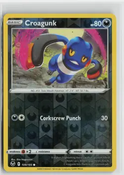 Pokemon Croagunk 109/195 SWSH12: Silver Tempest Common card NM - Image 1