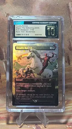 MTG Deadly Rollick #1754 Rainbow Foil Secret Lair Drop Deadpool CGC Pristine 10 - Image 1