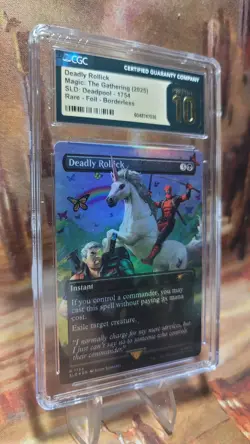 MTG Deadly Rollick #1754 Rainbow Foil Secret Lair Drop Deadpool CGC Pristine 10 - Image 3