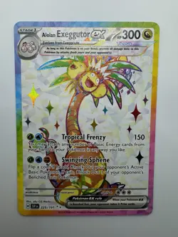 Pokemon Alolan Exeggutor EX Card 225/191 Holo Rare Trading Card Game - Image 1