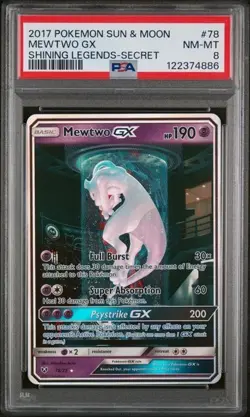 Mewtwo GX #78 Pokemon Shining Legends PSA 8 - Image 1