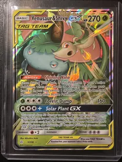 Pokemon Cosmic Eclipse Venusaur & Snivy GX 1/236 Ultra Rare Holo NM - Image 1