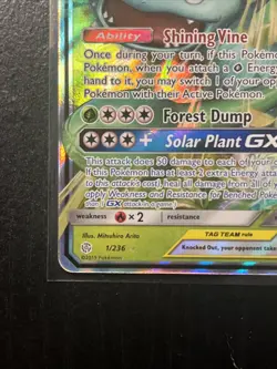 Pokemon Cosmic Eclipse Venusaur & Snivy GX 1/236 Ultra Rare Holo NM - Image 5