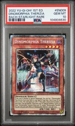 Dinomorphia Therizia Yugioh 2022 BACH-EN009 Starlight Rare 1st Edition PSA 10 - Image 1