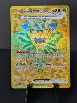 Pokemon TCG Teal Mask Ogerpon EX Twilight Masquerade Gold Secret Card 221/167 - Image 1