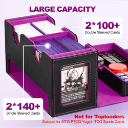 Card Deck Box for MTG, Double Card Storage Box with 2 Commander Display & 1 Dice - Image 4