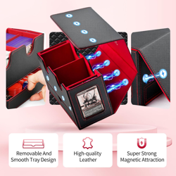 Card Deck Box for MTG, Double Card Storage Box with 2 Commander Display & 1 Dice - Image 5