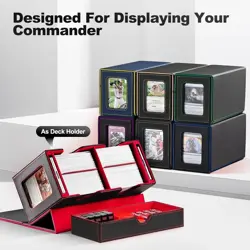 Card Deck Box for MTG, Double Card Storage Box with 2 Commander Display & 1 Dice - Image 3