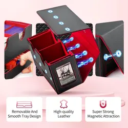 Card Deck Box for MTG, Double Card Storage Box with 2 Commander Display & 1 Dice - Image 5