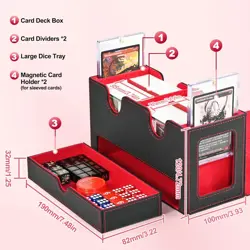 Card Deck Box for MTG, Double Card Storage Box with 2 Commander Display & 1 Dice - Image 3