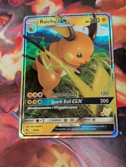 Raichu GX 20/68 Hidden Fates Pikachu Stamped Ultra Rare Holo Pokemon Card LP - Image 2