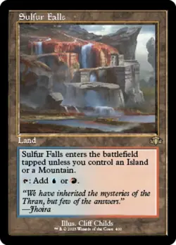 Retro SULFUR FALLS x4 mtg NM-M Dominaria Remastered 4 Rare - Image 1
