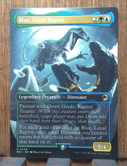 MTG🌳🌊 Blue, Loyal Raptor (Borderless) Universes Beyond: Jurassic World Col❤.. - Image 1