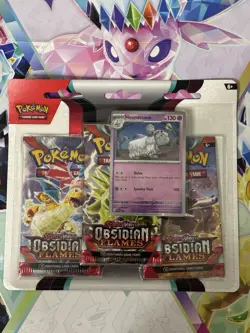 Pokemon TCG Obsidian Flames Blister - 3 Packs + Houndstone Promo Foil - Sealed! - Image 1