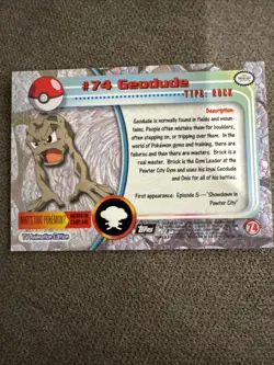 Geodude #74 Non Holo Black Logo Topps Pokemon TV Animation Edition Mp - Image 2