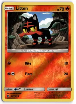 Pokemon TCG Litten 24/149 Sun & Moon Base Reverse Holo NM - Image 1