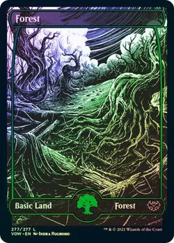 Magic The Gathering MTG FOREST (277) FULL ART FOIL Innistrad: Crimson Vow NM - Image 1