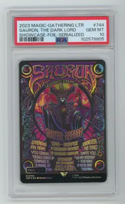 MTG Lord of the Rings #744 Sauron The Dark Lord Serialized Poster #68/100 PSA 10 - Image 1