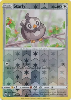 Starly 117/172 Reverse Holo Brilliant Stars Pokemon Card NM - Image 1