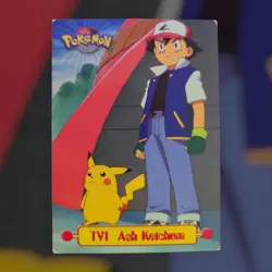 Topps Series 1 1999 TV Animation Ed ASH KETCHUM TV1 Pokemon Character Card - Image 1