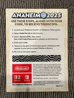 Exclusive Pokemon Worlds Anaheim 2025 TOEDSCOOL Code Switch Scarlet or Violet - Image 2