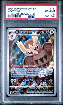 2024 POKEMON SVP EN-SV BLACK STAR PROMO #141 NOCTOWL PSA 10 - Image 1