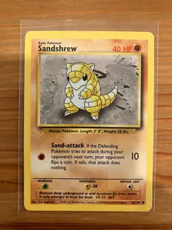 Pokemon TCG Base Set Sandshrew 062/102 Regular Common LP (1) - Image 1