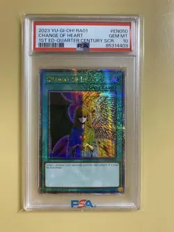 YuGiOh Change of Heart PSA10 25th Quarter Century Secret Rare North America - Image 1
