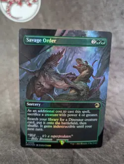 MTG - Savage Order #0006, Jurassic World Collection REX, Foil, NM, Rare - Image 1