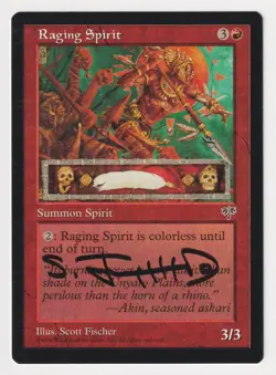 Signed Raging Spirit Proof LP Mirage Artist Scott M. Fischer 1996 MTG Magic AP! - Image 1