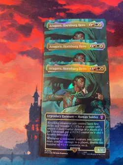 MTG Lord of the Rings Aragorn Hornburg Hero Borderless Foil x 3 - Image 1