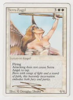 Gold Signed Serra Angel HP Revised Artist Douglas Shuler 1994 MTG Magic Vintage! - Image 1
