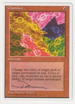 Signed Chaoslace Proof MP 4th Edition Artist Dameon Willich 1995 MTG Magic AP! - Image 1