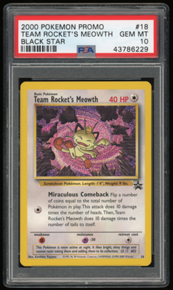 2000 POKEMON BLACK STAR PROMO 18 TEAM ROCKET'S MEOWTH PSA 10 - Image 1