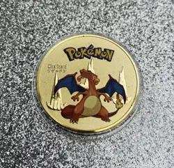 Pokemon Charizard Gold Collectible Coin Card Gift Rare Pokemon 1st Edition - Image 1