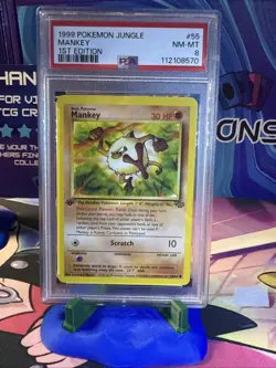 PSA 8 - Pokemon Card - Jungle 55/64 - MANKEY *1st Edition* - NM-MT New Cert - Image 1