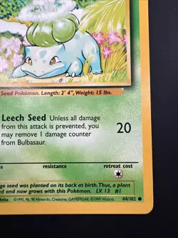 Bulbasaur 44/102 - Common 1999 English Base Set Pokemon Card - Near Mint NM & NP - Image 4