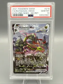 Pokemon 2021 Rayquaza VMAX 218 Alt Art Evolving Skies GEM MINT PSA 10 - Image 1