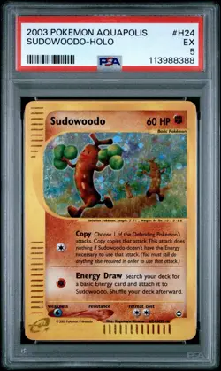 2003 Pokemon Aquapolis Sudowoodo #H24 Holo PSA 5 EXCELLENT W/SWIRL 🌀 - Image 1