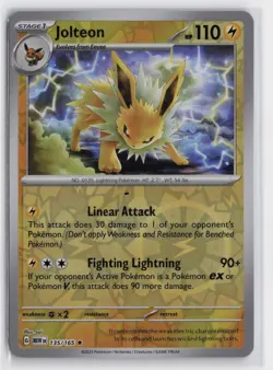 Pokemon Jolteon 135/165 Reverse Holo Rare SV: Scarlet & Violet 151 NM - Image 1